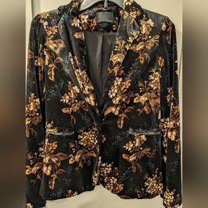 Cynthia Rowley floral velvet like blazer size xs